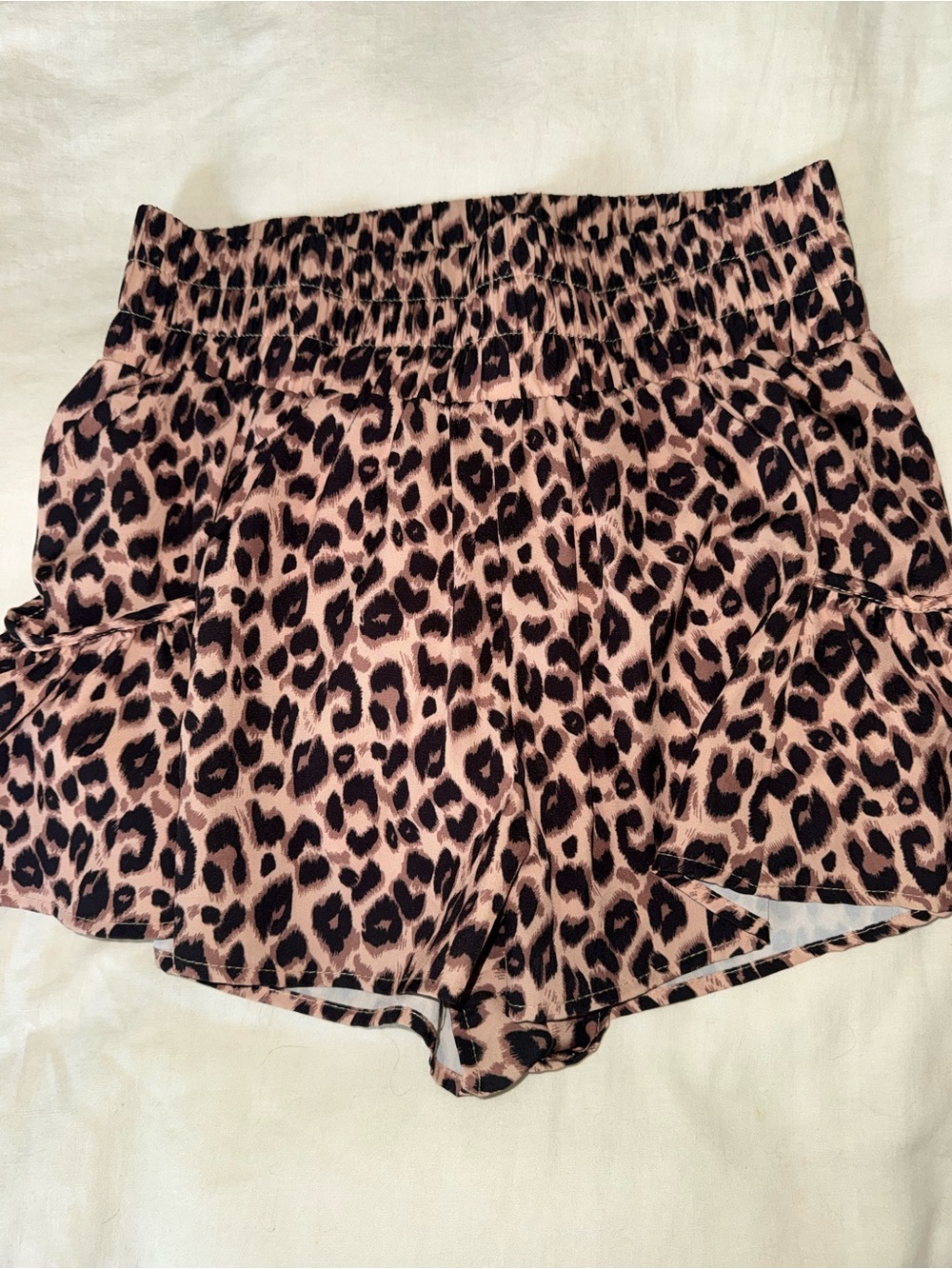 Leopard-Print Athletic Shorts in Pink and Black
